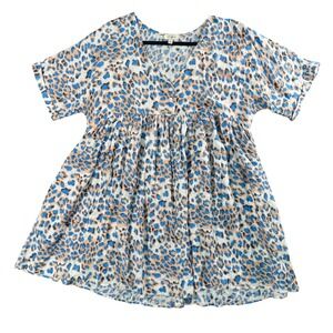 Umgee USA Leopard Print Empire Waist Dress Women's L Cottagecore Boho